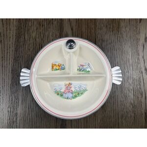 Vintage Bartsch Mfg Chicago Aluminum Ceramic Baby Warming Dish Bo Peep 1944